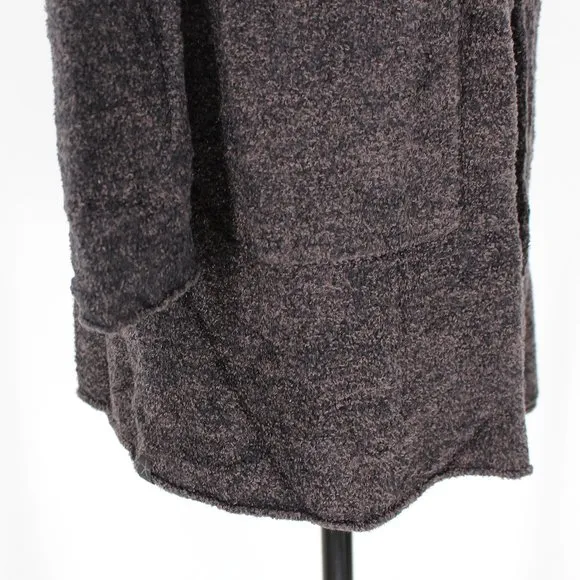 Barefoot Dreams Cozy Chic Lite Sweater Cardigan Black Brown Soft Marled Knit S