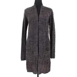 Barefoot Dreams Cozy Chic Lite Sweater Cardigan Black Brown Soft Marled Knit S