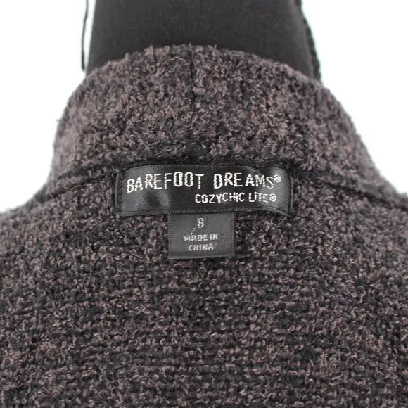 Barefoot Dreams Cozy Chic Lite Sweater Cardigan Black Brown Soft Marled Knit S