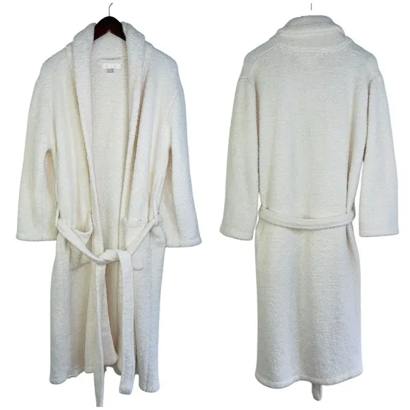 Barefoot Dreams Cozy Chic Robe white cream fuzzy cozy size 1