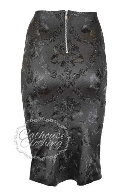 Baroque latex pencil skirt