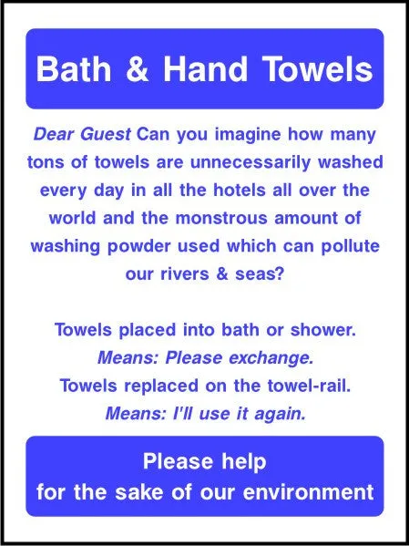 Bath & Hand Towels environmental sign
