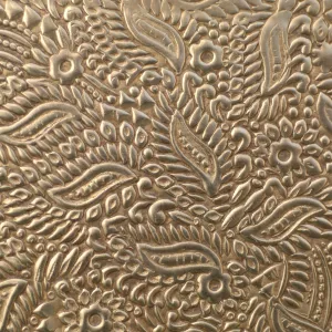 Batik floral and leaves textured metal sheet - 3 inch x 3 inch