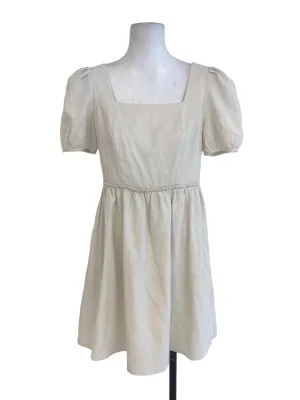 Beige Textured Empire Dress