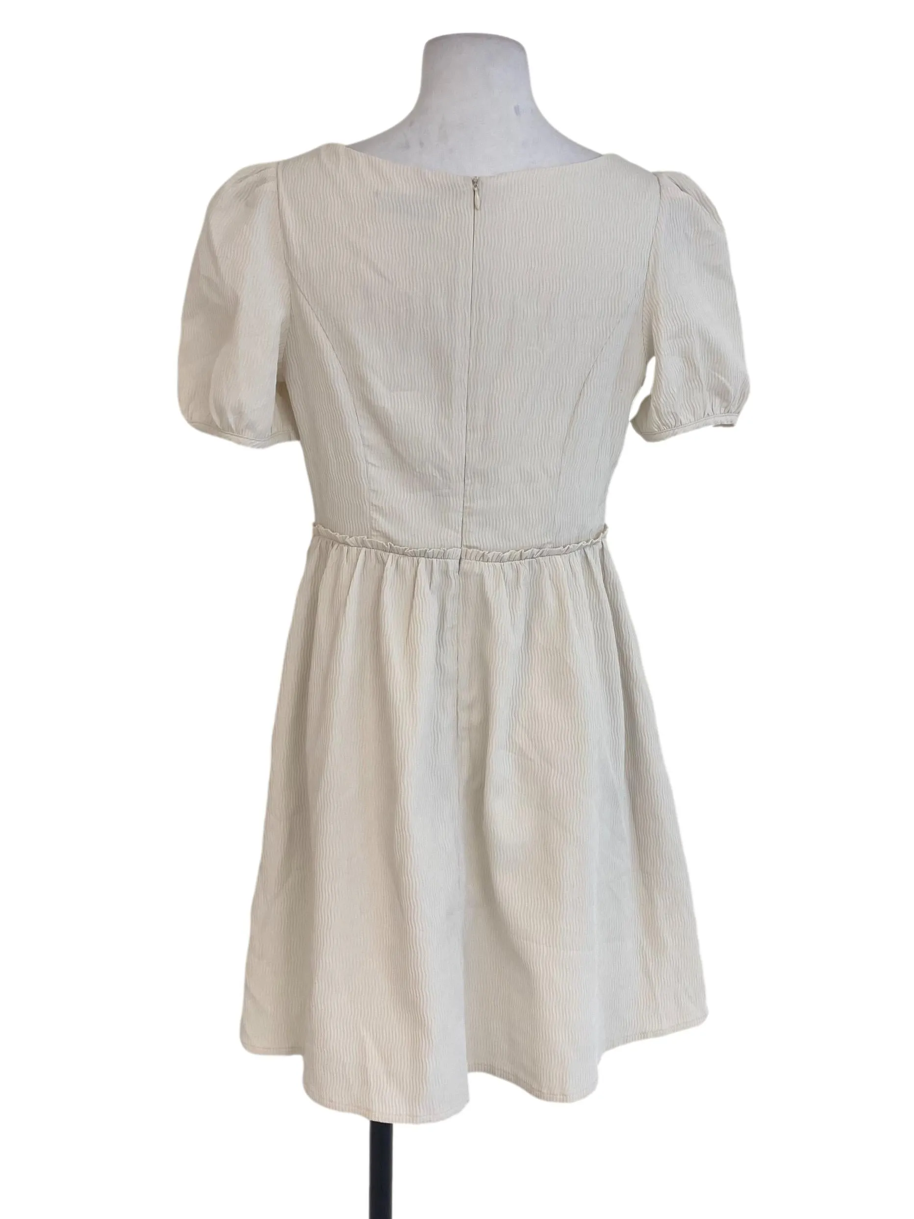 Beige Textured Empire Dress