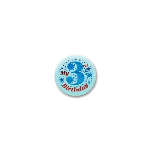 Beistle Blue My 3rd Birthday Satin Button - Party Supply Decoration for Birthday