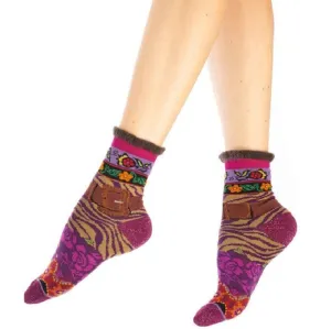 Belt Floral Frilled Crew Socks for Her