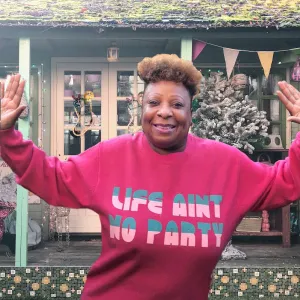 Bespoke 'Life Ain't No Party' woolly jumper