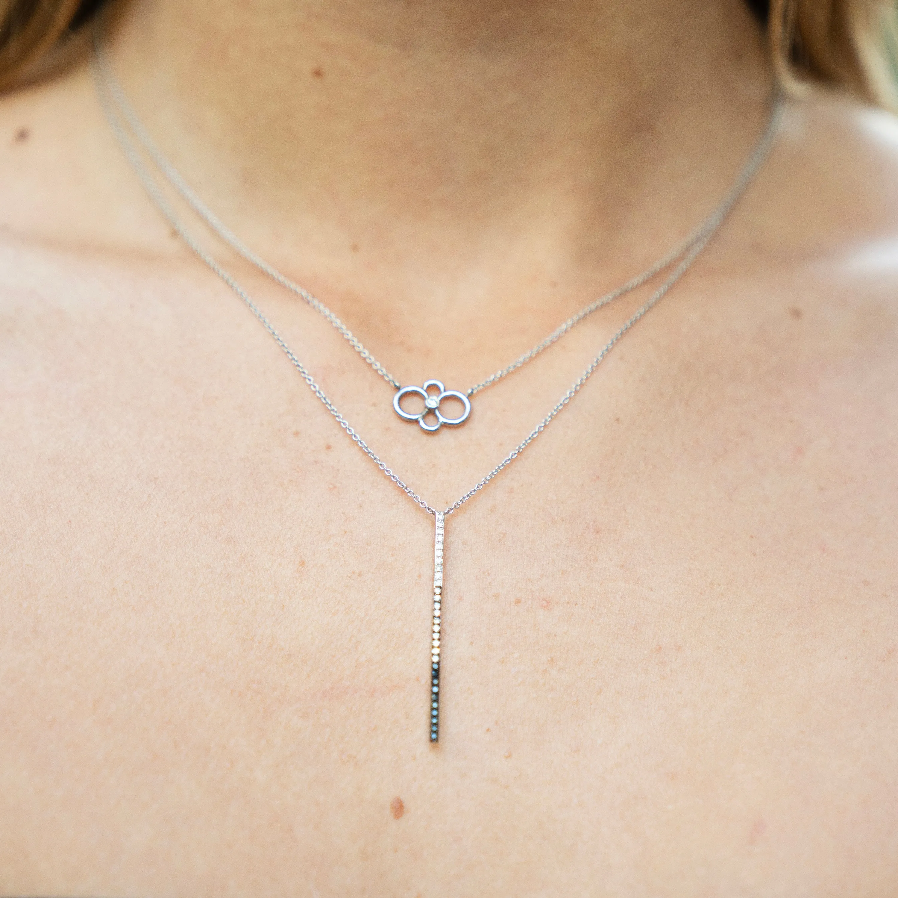 Bespoke Open Floral Diamond Necklace in White Gold