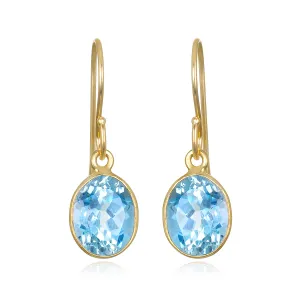Bezeled Oval Gemdrop Earrings - Sky Blue Topaz