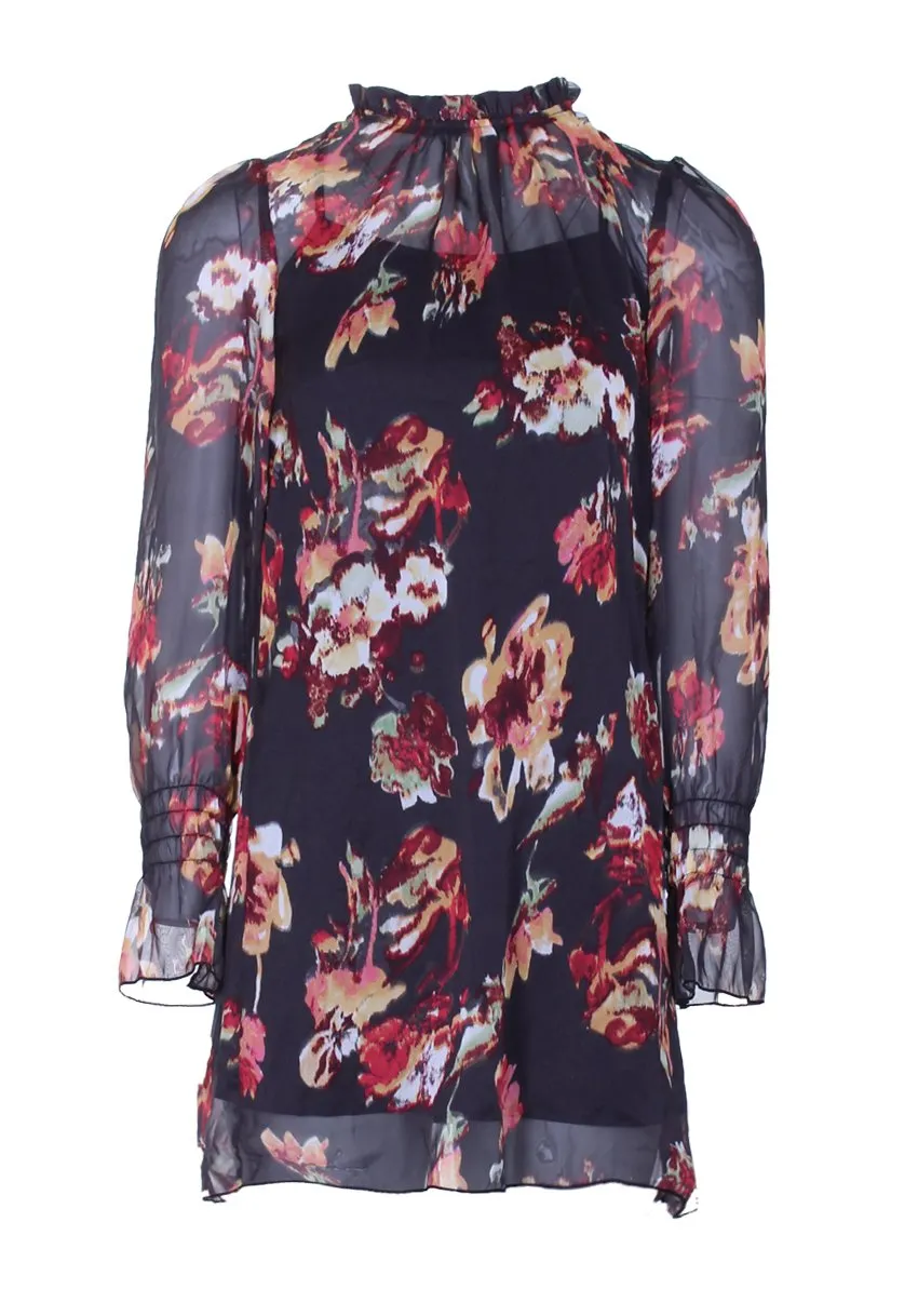 Black High Neck Frilled Dress