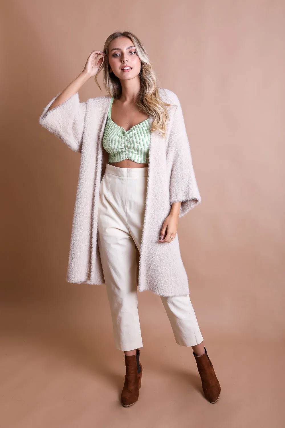 Black Luxe Faux Mohair Cardigan – Cozy Winter Essential