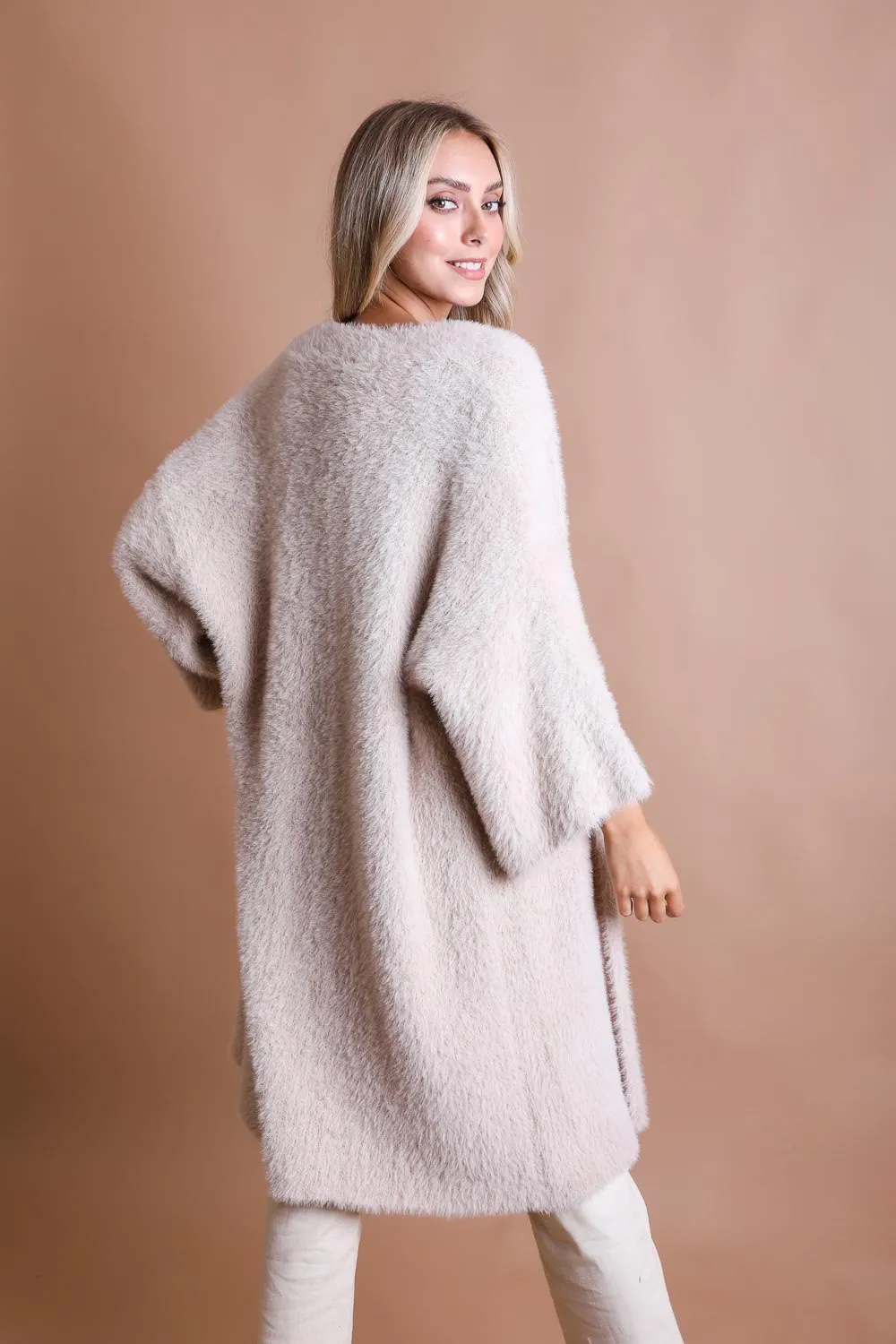 Black Luxe Faux Mohair Cardigan – Cozy Winter Essential