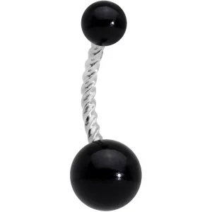 Black Pearlescent Totally Twisted Belly Ring