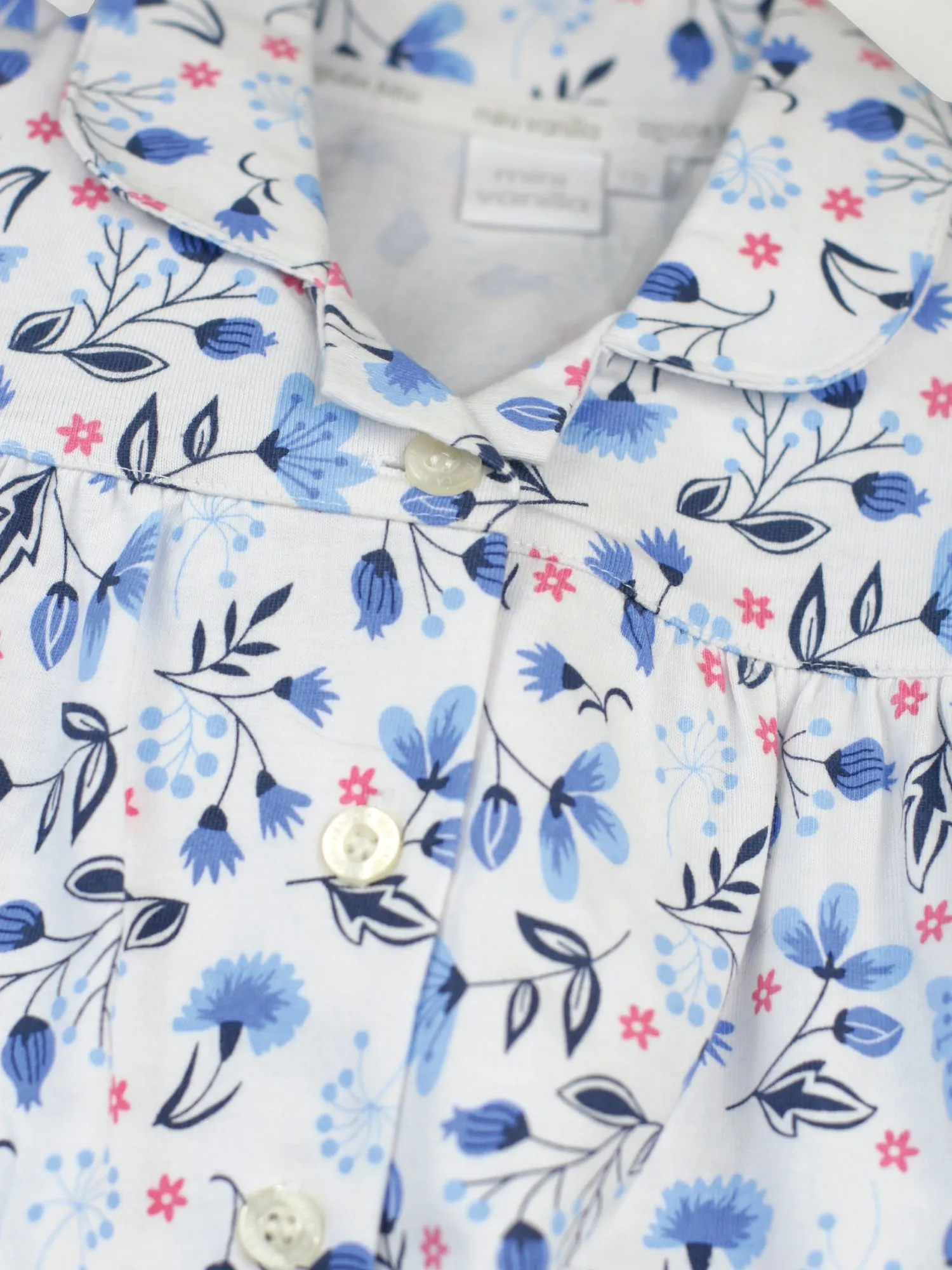 Blue Floral Traditional Girls Pyjamas.