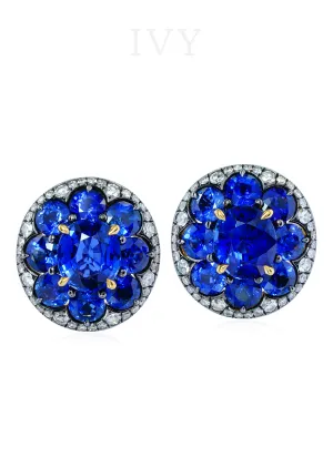 Blue Sapphire and Diamond Earrings