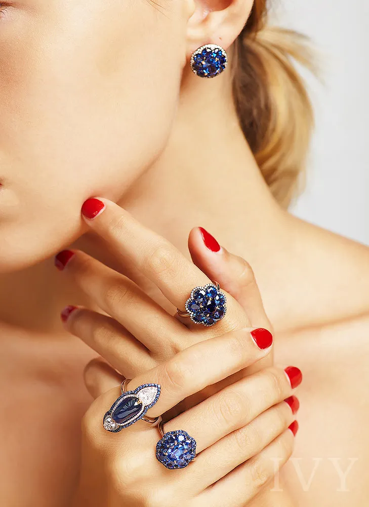 Blue Sapphire and Diamond Earrings