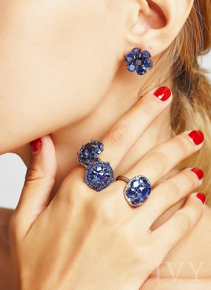 Blue Sapphire Full Circle Earrings