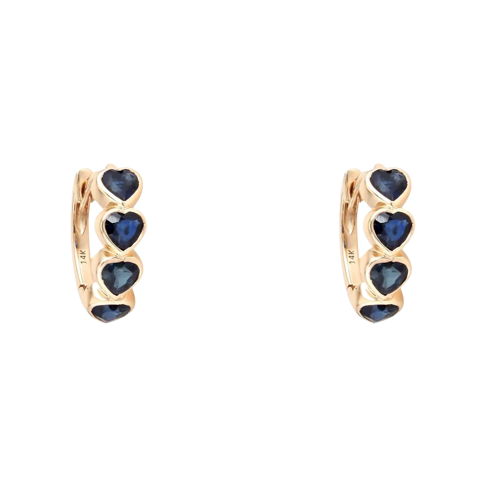 Blue Sapphire Heart Huggies