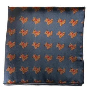 Blue Teddy Pocket Square 100% Silk