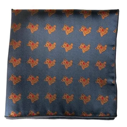 Blue Teddy Pocket Square 100% Silk