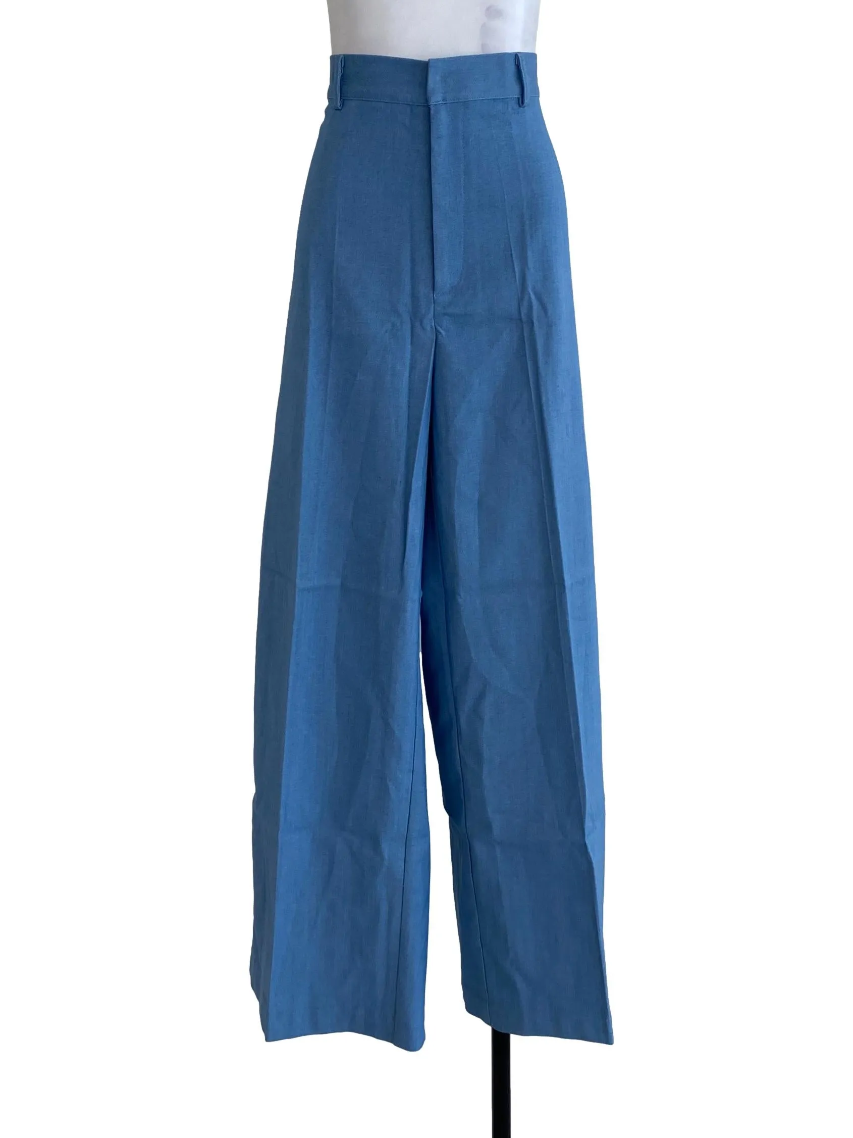 Blue Textured Pants