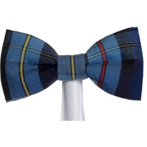 Blue Uniform Plaid Magnetic Bow Tie