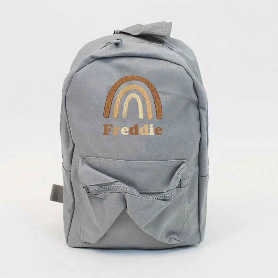 Boho Rainbow Personalised Embroidered Backpack - Various Coloured Backpacks