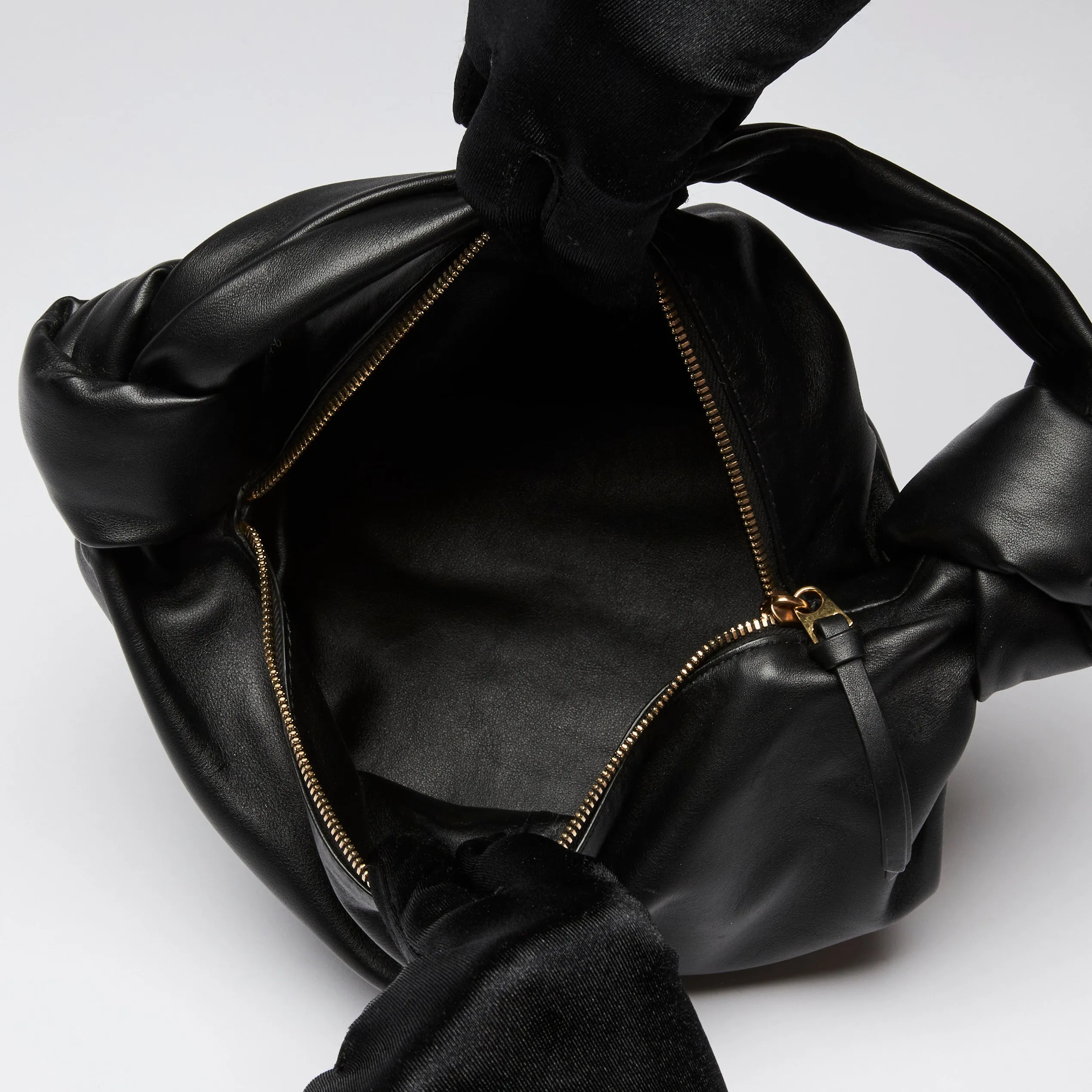 Bottega Veneta Smooth Black Leather Mini Knot Handbag