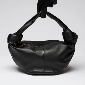 Bottega Veneta Smooth Black Leather Mini Knot Handbag