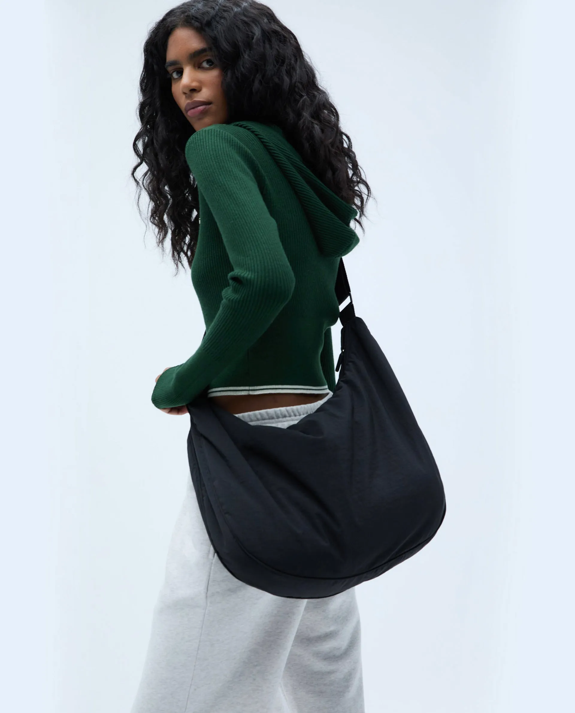 Branded Slouchy Bag - Black