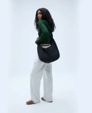 Branded Slouchy Bag - Black