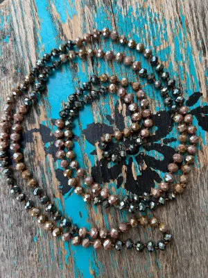 Bronze & Pewter Knotted 60" Knotted Beads