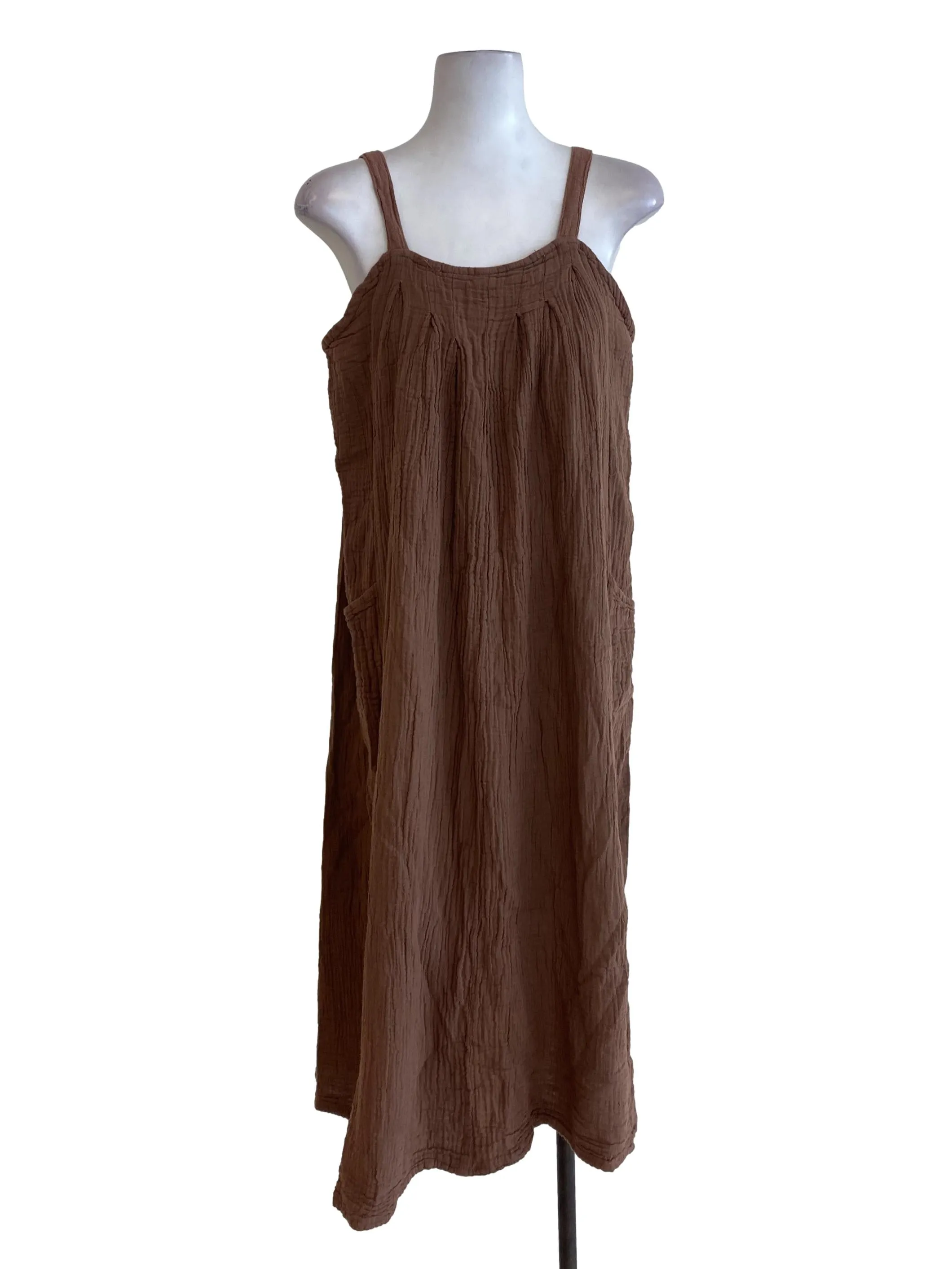Brown Textured Tent Dress