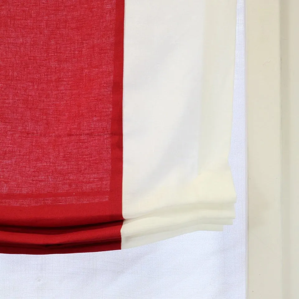 Burgundy Red Off White Linen Relaxed Roman Shade/CL1010