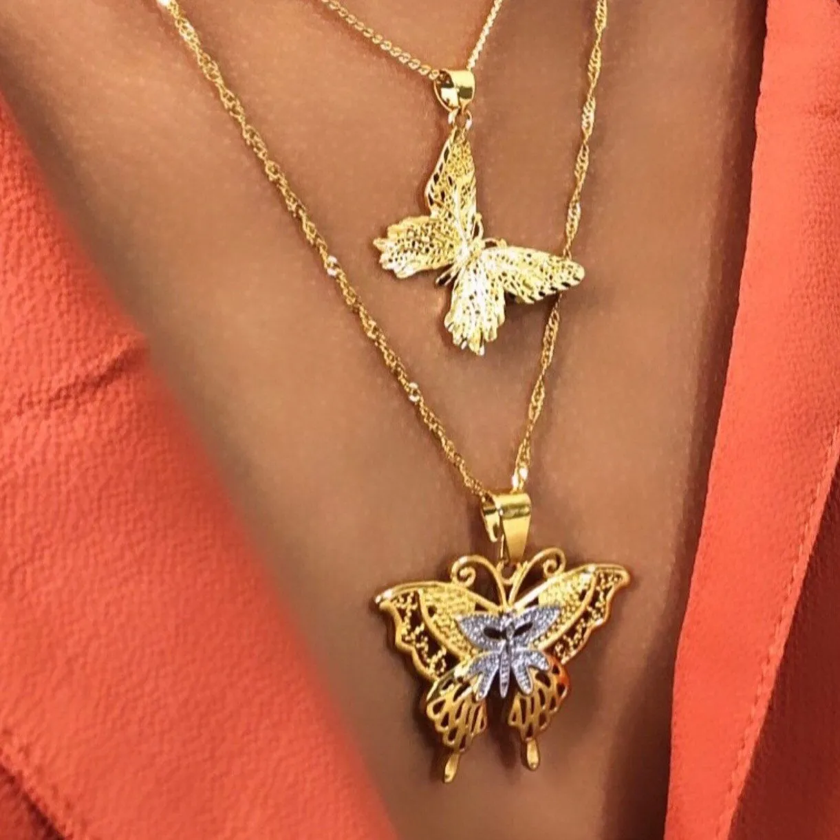 Butterfly necklace , 18k gold plated butterfly necklace, butterfly jewelry, butterfly charm , butterfly pendant , butterfly layered jewelry