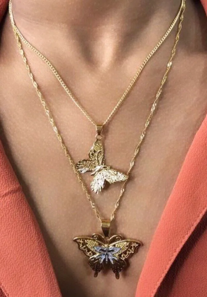 Butterfly necklace , 18k gold plated butterfly necklace, butterfly jewelry, butterfly charm , butterfly pendant , butterfly layered jewelry