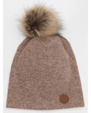 Calikids PomPom Toque In Marled Beige Size Junior And Toddler