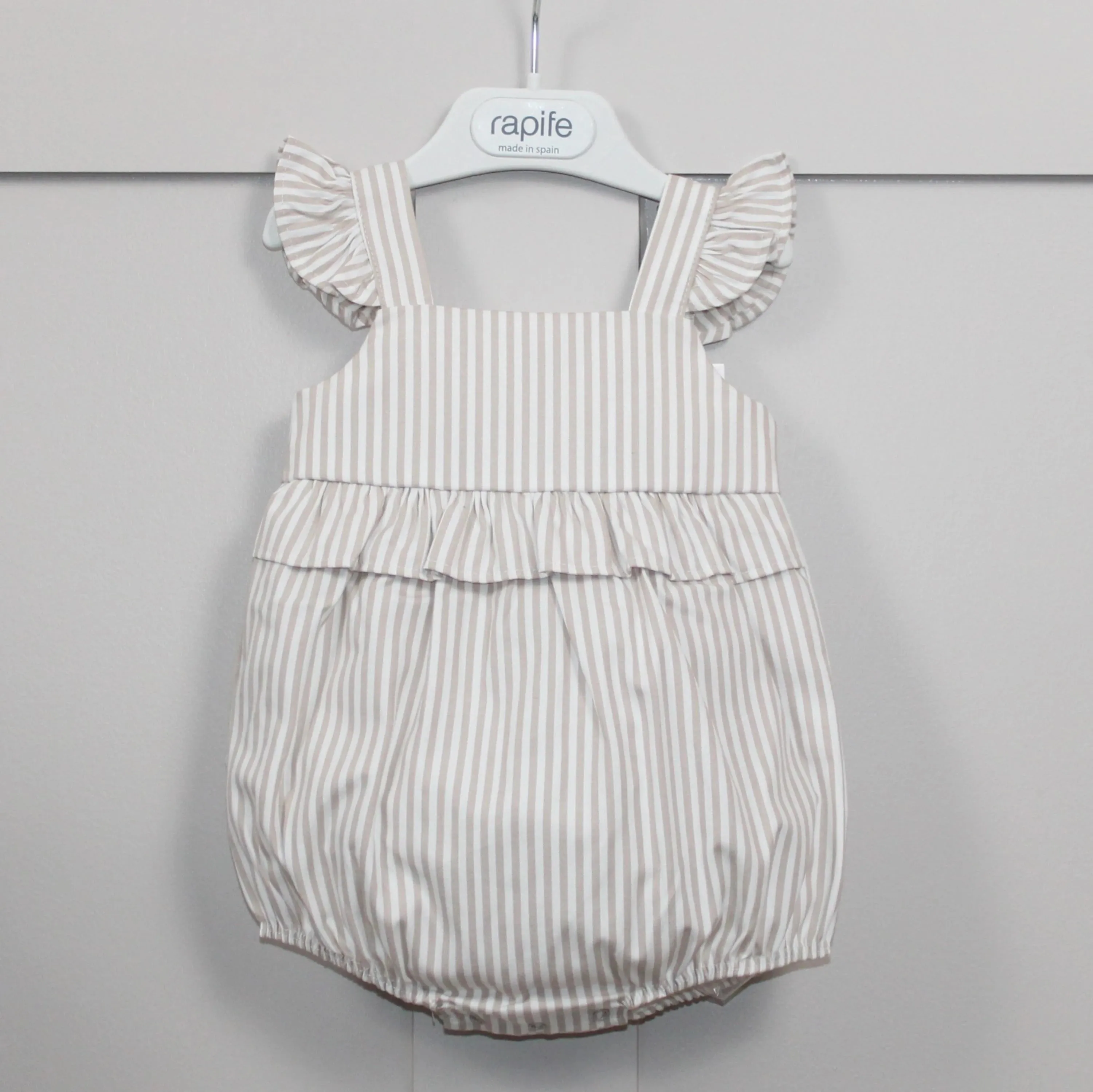 Camel Stripe Frilled Romper