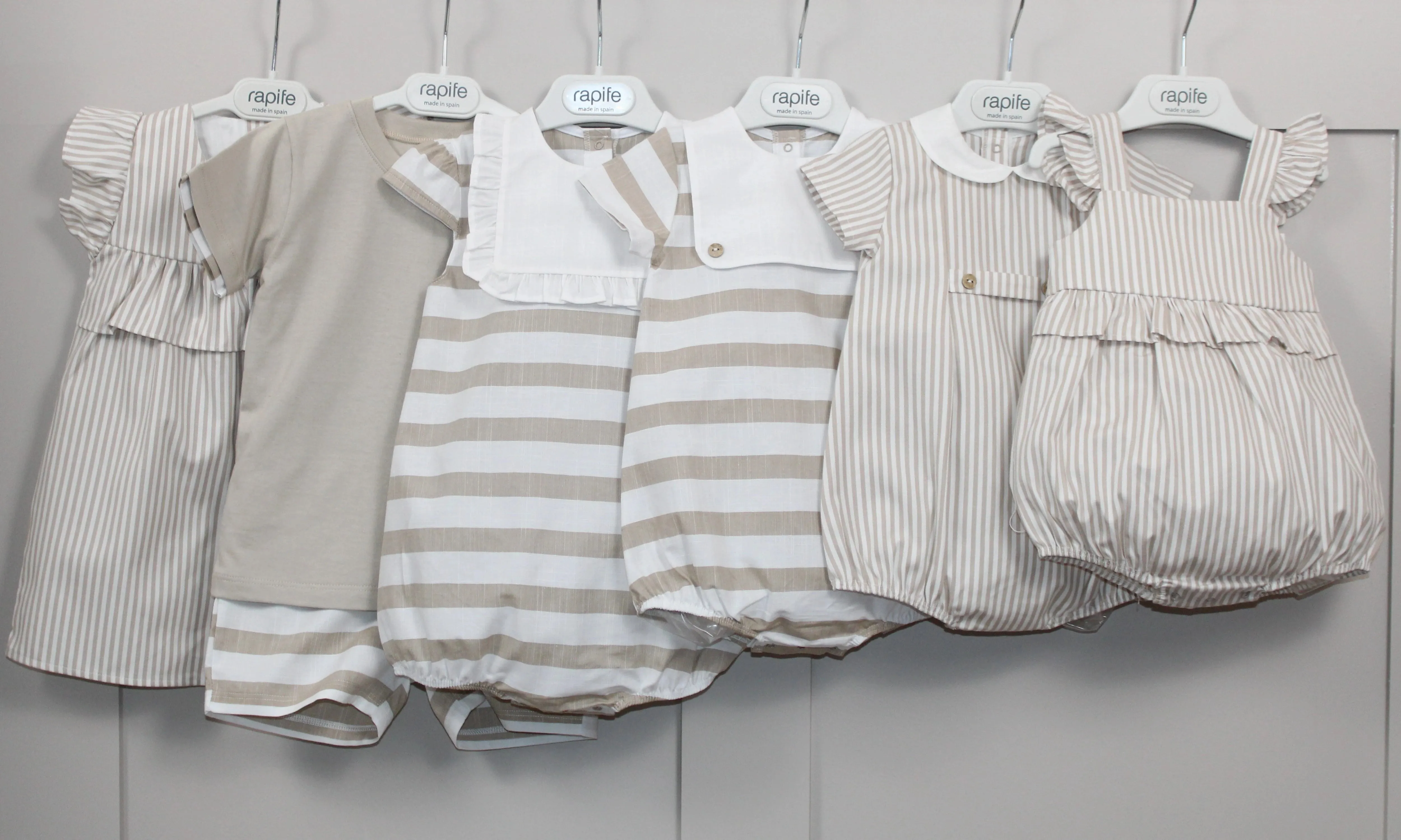Camel Stripe Frilled Romper