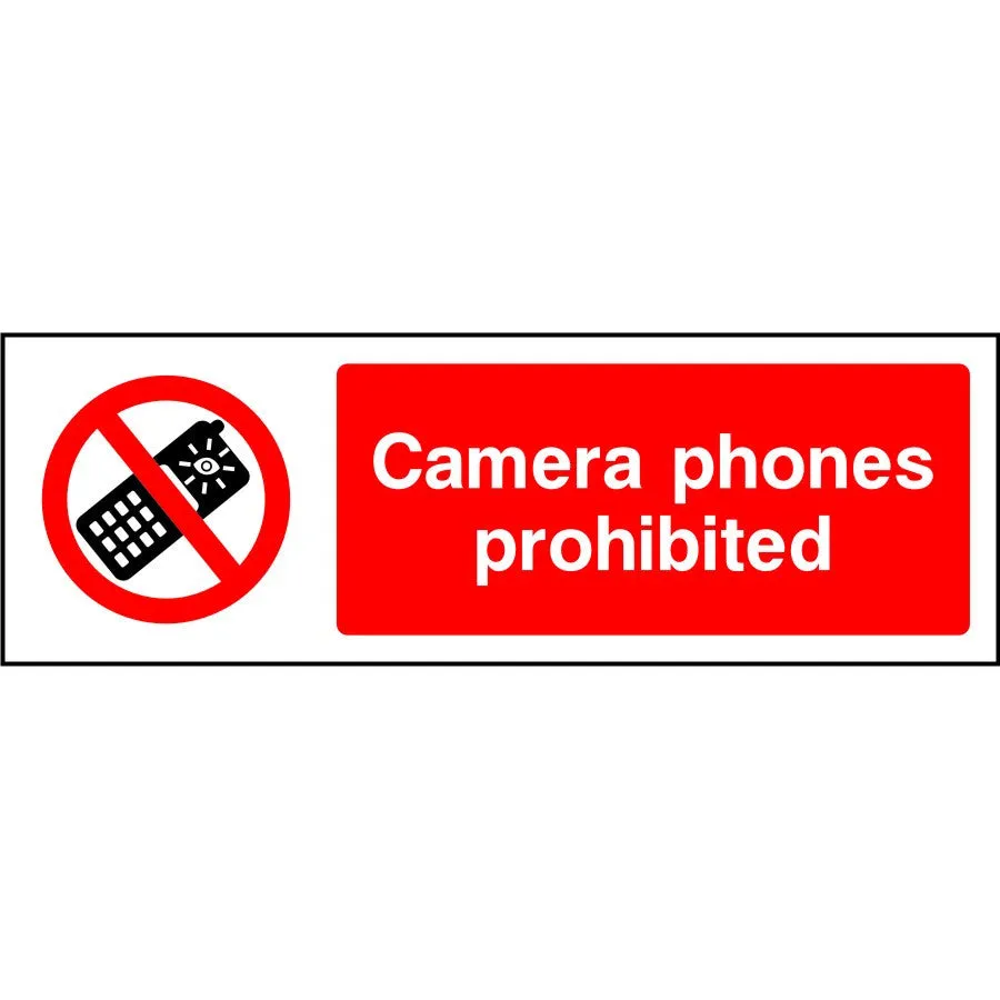 Camera phones prohibited safety sign