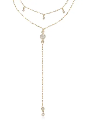 Carmine Layered Crystal Lariat Necklace