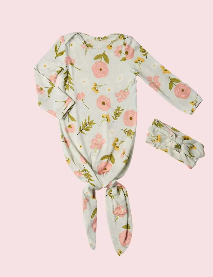 Carnation | Knotted Baby Gown Set