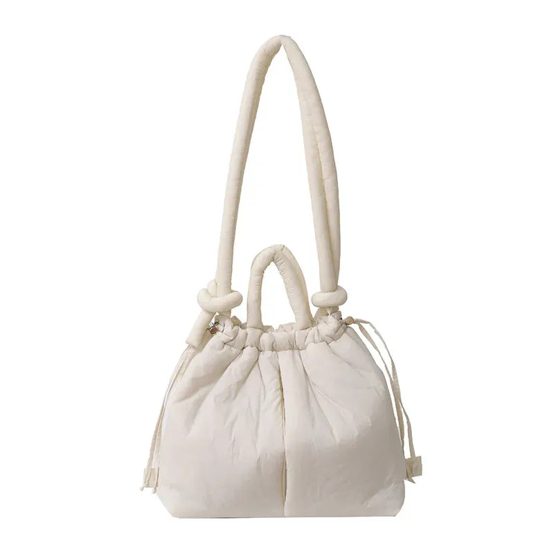 Casual Large Capacity Puffer Tote Bag Designer Padded Nylon Women Handbags Knotted Strap Shouder Crossbody Bags Warm Sac 2024