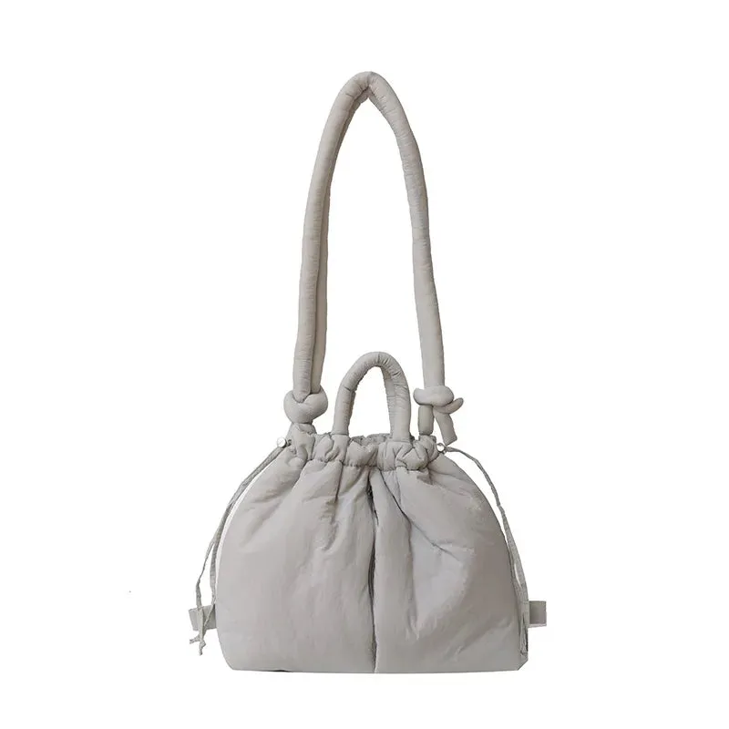Casual Large Capacity Puffer Tote Bag Designer Padded Nylon Women Handbags Knotted Strap Shouder Crossbody Bags Warm Sac 2024