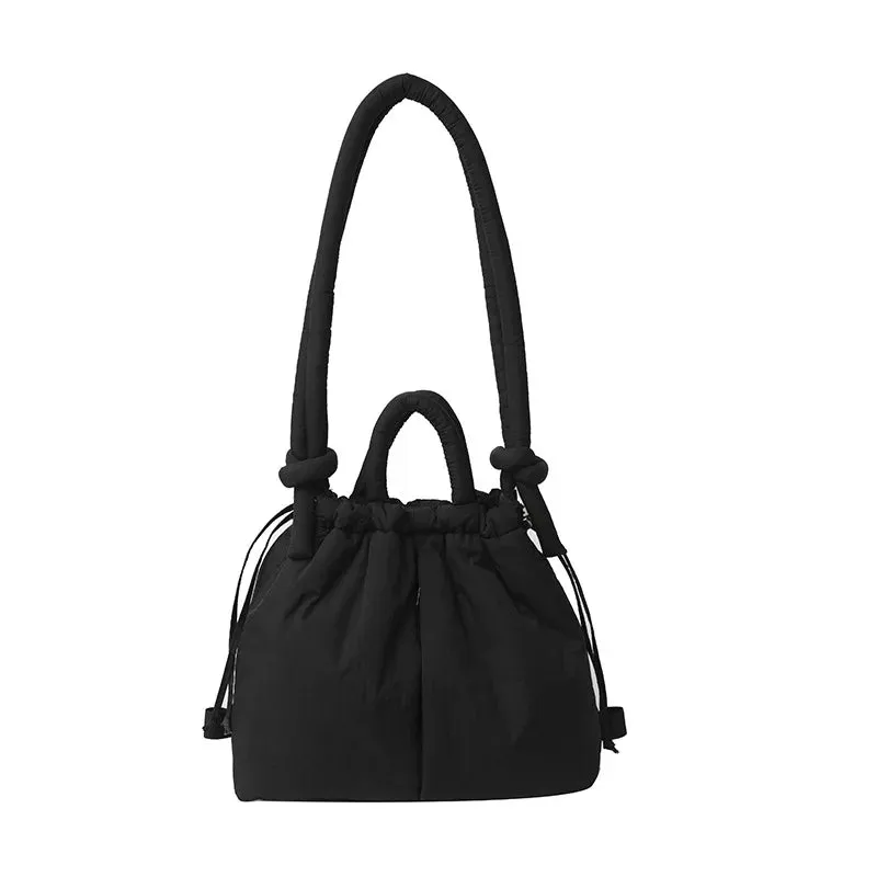 Casual Large Capacity Puffer Tote Bag Designer Padded Nylon Women Handbags Knotted Strap Shouder Crossbody Bags Warm Sac 2024