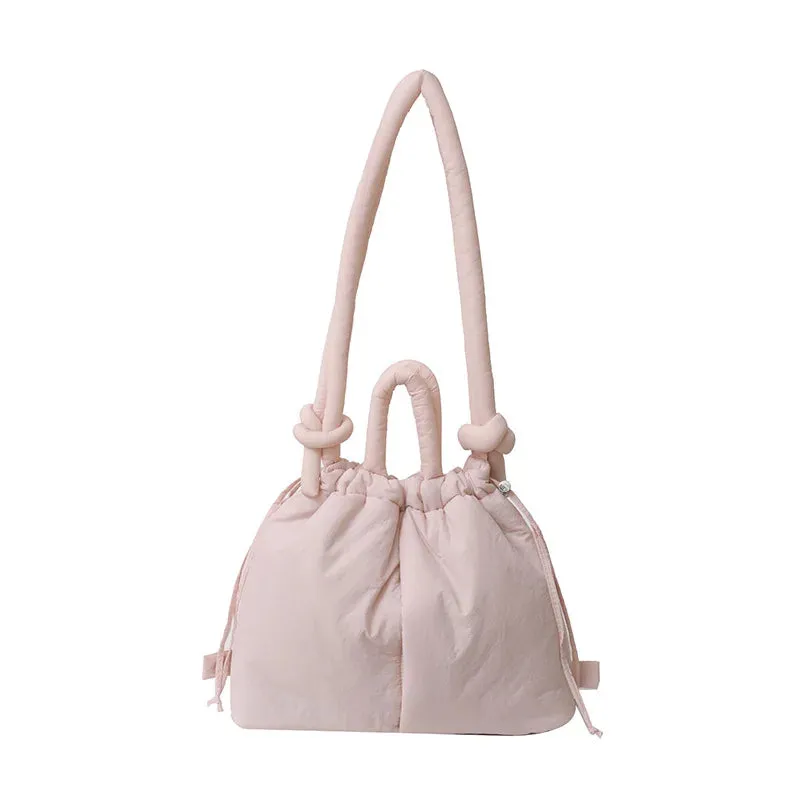Casual Large Capacity Puffer Tote Bag Designer Padded Nylon Women Handbags Knotted Strap Shouder Crossbody Bags Warm Sac 2024
