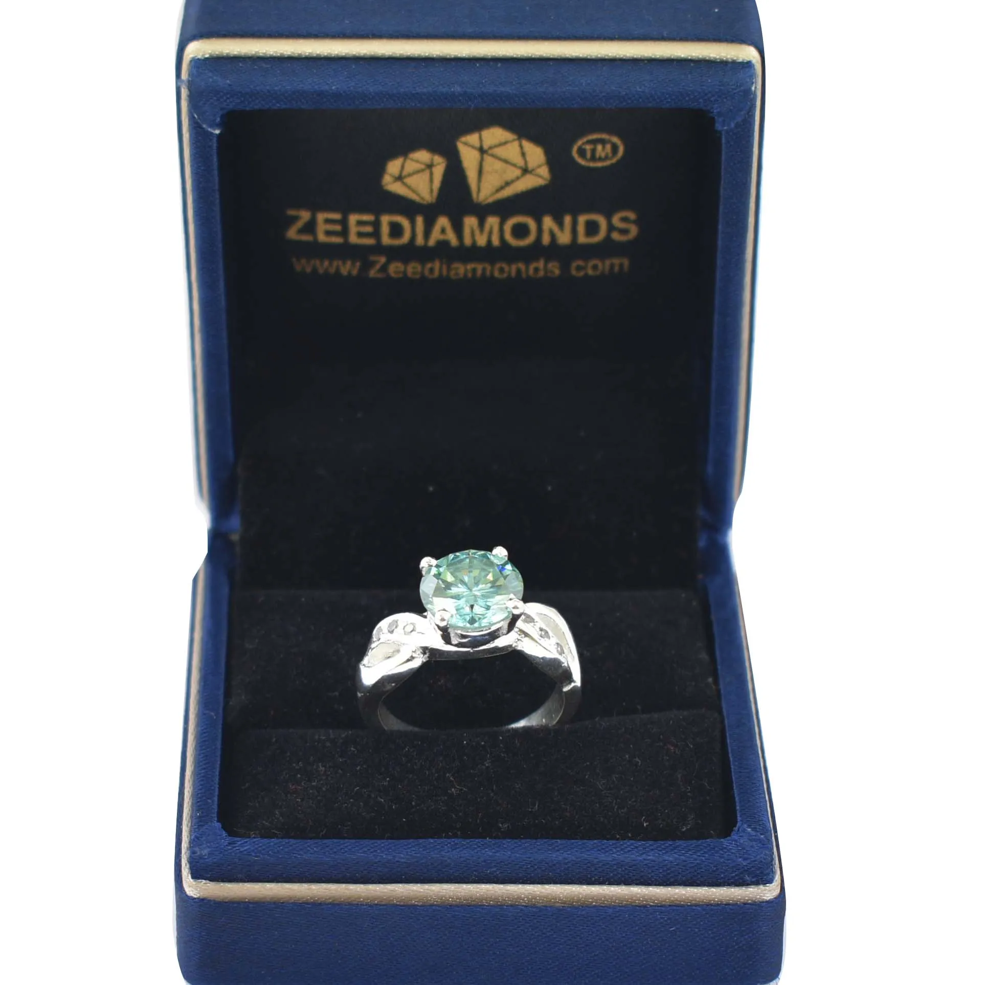 Certified 2.70 Ct Gorgeous Blue Diamond Ring with Diamond Accents, Latest Design & Great Shine! Gift For Wedding/Birthday