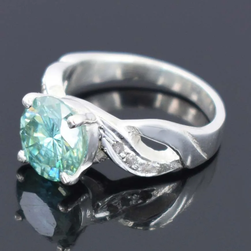 Certified 2.70 Ct Gorgeous Blue Diamond Ring with Diamond Accents, Latest Design & Great Shine! Gift For Wedding/Birthday