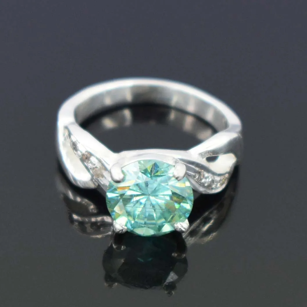 Certified 2.70 Ct Gorgeous Blue Diamond Ring with Diamond Accents, Latest Design & Great Shine! Gift For Wedding/Birthday